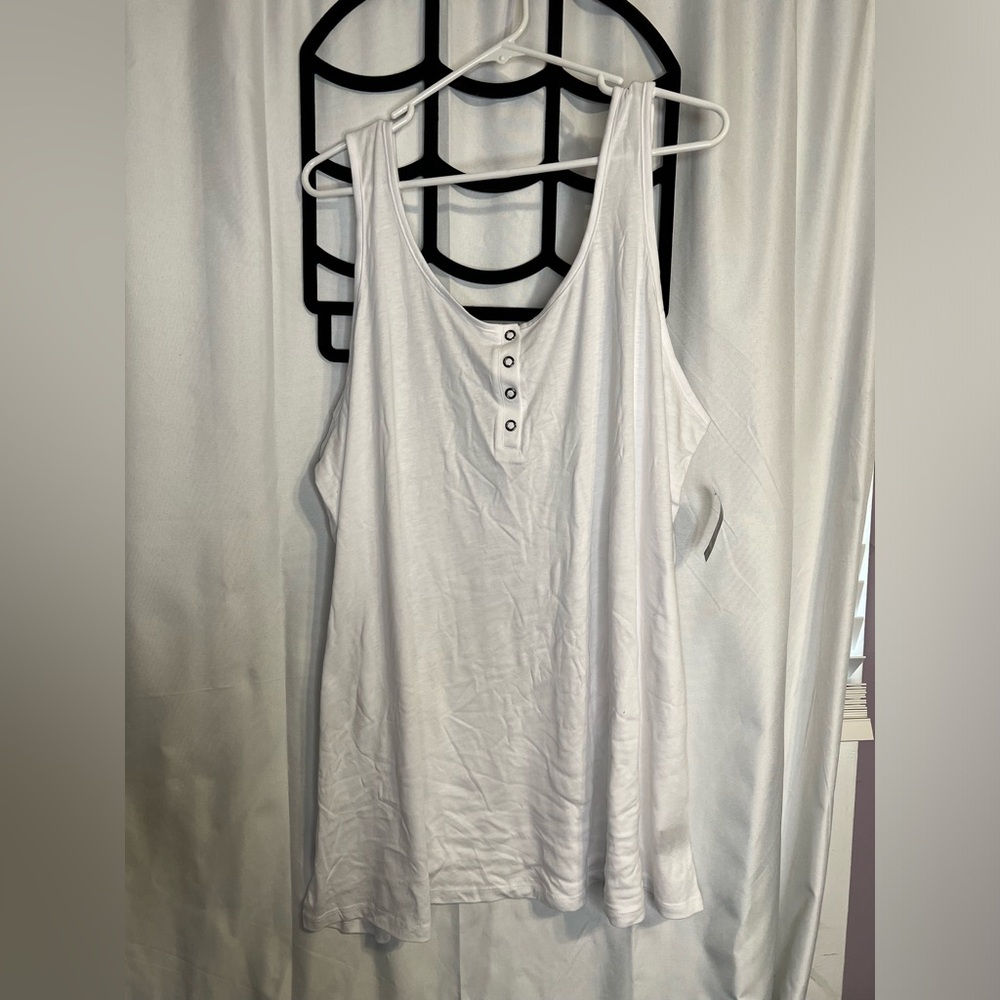 Torrid White Henley Tank